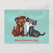 Kat en puppy, Happy Valentijnsdag! Briefkaart (Voorkant)