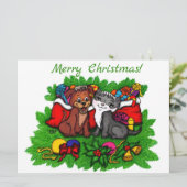 Kat en puppy, Happy XMas (Staand voorkant)