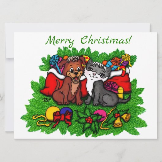 Kat en puppy, Happy XMas (Voorkant)