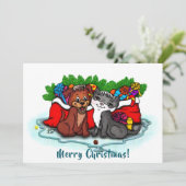 Kat en puppy, Happy XMas (Staand voorkant)