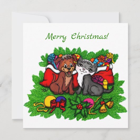 Kat en puppy, Happy XMas (Voorkant)