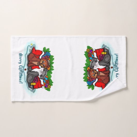 Kat en puppy, Happy XMas Bad Handdoek (Handdoek)