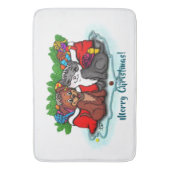 Kat en puppy, Happy XMas Badmat (Voorkant Verticaal)