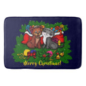 Kat en puppy, Happy XMas Badmat (Voorkant)
