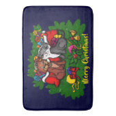 Kat en puppy, Happy XMas Badmat (Voorkant Verticaal)