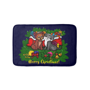 Kat en puppy, Happy XMas Badmat