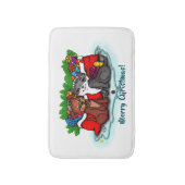 Kat en puppy, Happy XMas Badmat (Voorkant Verticaal)