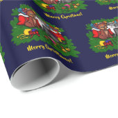 Kat en puppy, Happy XMas Cadeaupapier (Rol Hoek)