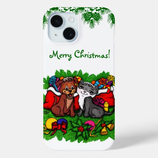 Kat en puppy, Happy XMas Case-Mate iPhone Case (Achterkant)