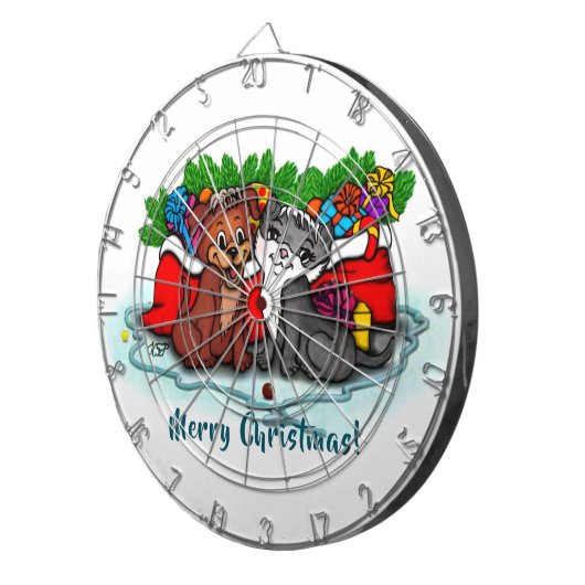 Kat en puppy, Happy XMas Dartbord (Voorkant Rechts)