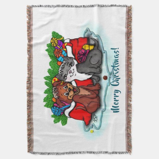 Kat en puppy, Happy XMas Deken (Voorkant Verticaal)