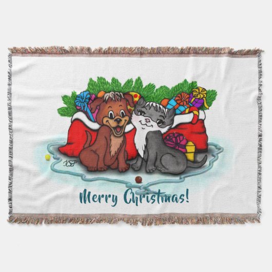 Kat en puppy, Happy XMas Deken (Voorkant)