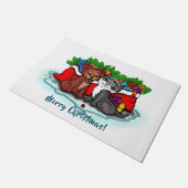 Kat en puppy, Happy XMas Deurmat (Schuin)