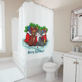 Kat en puppy, Happy XMas Douchegordijn