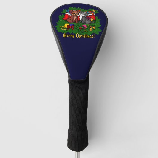 Kat en puppy, Happy XMas Golfheadcover (Voorkant)