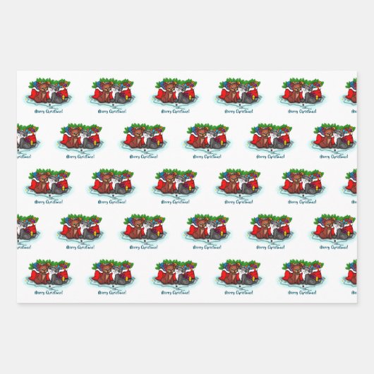 Kat en puppy, Happy XMas Inpakpapier Vel (Voorkant 3)