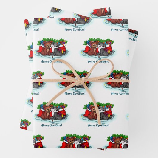 Kat en puppy, Happy XMas Inpakpapier Vel (In situ)