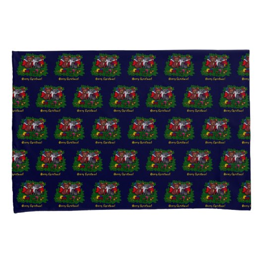 Kat en puppy, Happy XMas Kussensloop (Voorkant-Rechts)