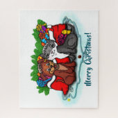Kat en puppy, Happy XMas Legpuzzel (Verticaal)