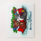Kat en puppy, Happy XMas Legpuzzel (Verticaal)