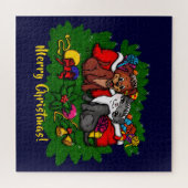 Kat en puppy, Happy XMas Legpuzzel (Horizontaal)