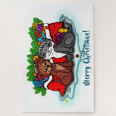 Kat en puppy, Happy XMas Legpuzzel (Verticaal)