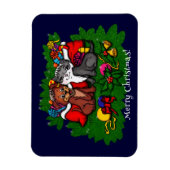 Kat en puppy, Happy XMas Magneet (Verticaal)