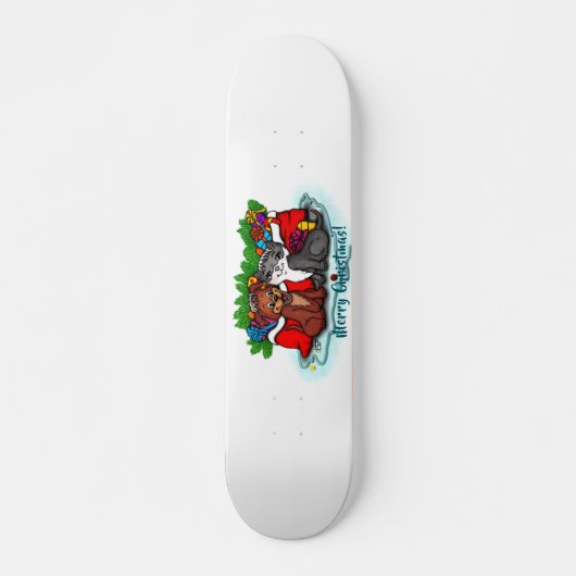 Kat en puppy, Happy XMas Persoonlijk Skateboard (Voorkant)