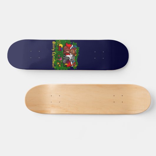 Kat en puppy, Happy XMas Persoonlijk Skateboard (Horizontaal)