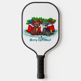 Kat en puppy, Happy XMas Pickleball Paddle