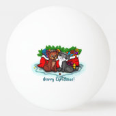 Kat en puppy, Happy XMas Pingpongbal (Achterkant)