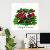 Kat en puppy, Happy XMas Poster (Thuiskantoor)