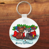 Kat en puppy, Happy XMas Sleutelhanger (Achterkant)