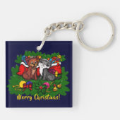 Kat en puppy, Happy XMas Sleutelhanger (Achterkant)
