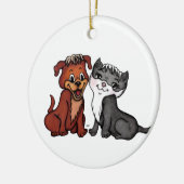 Kat en puppy keramisch ornament (Links)