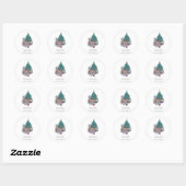 Kat en puppy kerstboom eenvoudige minimalist ronde sticker (Vel)