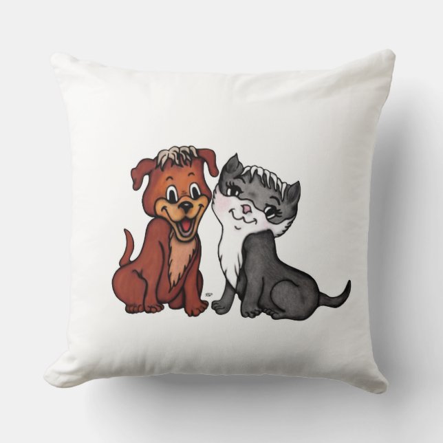 Kat en puppy kussen (Voorkant)
