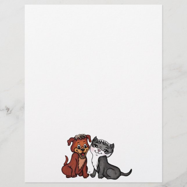 Kat en puppy Letterhead Briefhoofd (Voorkant)