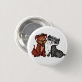 Kat en puppy ronde button 3,2 cm (Voorkant /achterkant)