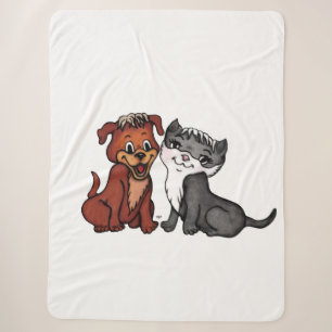 Kat en puppy sherpa deken
