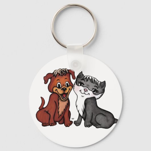 Kat en puppy sleutelhanger (Voorkant)