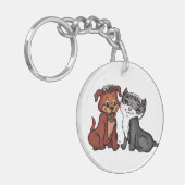 Kat en puppy sleutelhanger (Voorkant Links)