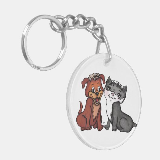 Kat en puppy sleutelhanger (Voorkant Links)