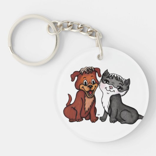Kat en puppy sleutelhanger (Voorkant)