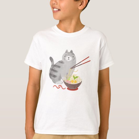 Kat en Ramen, kawaii cat T-Shirt (Voorkant)