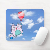 Kat- en rode ballon in de cloud muismat (Met muis)