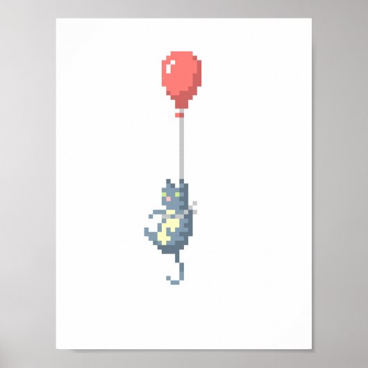 Kat- en rode ballon, Poster voor kunstschildpad (Voorkant)