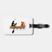 Kat en roeier in boot grappige grillige huisdieren bagagelabel (Achterkant horizontaal)