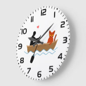 Kat en roeier in boot grappige grillige huisdieren grote klok (Hoek)