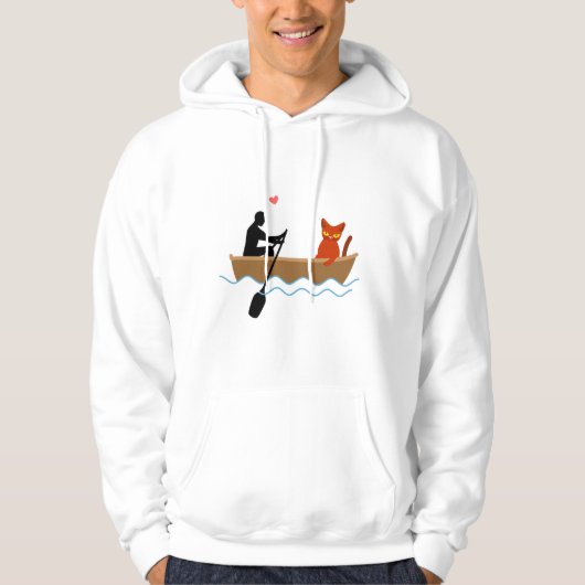 Kat en roeier in boot grappige grillige huisdieren hoodie (Voorkant)
